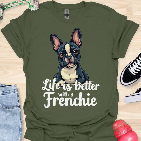 Life is better with a frenchie - V6 - Elegant Graphic T-Shirt